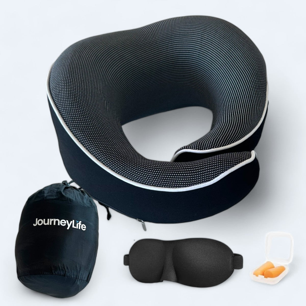 JourneyLife sort rejse nakkepude med velcroluk