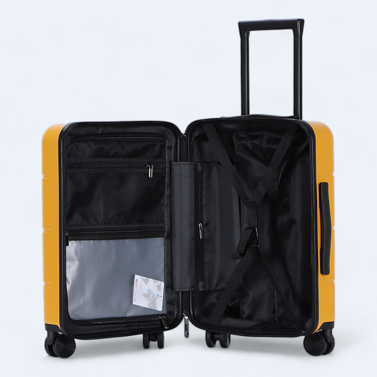  gul kabinekuffert indvendig med lommer og x-strop